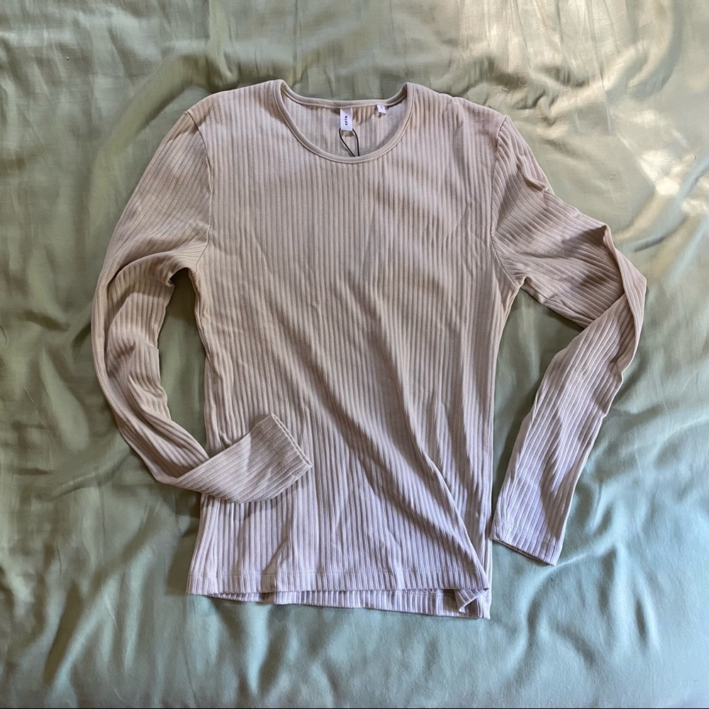 Kotn Ribbed Fitted Longsleeve - Pumice Stone